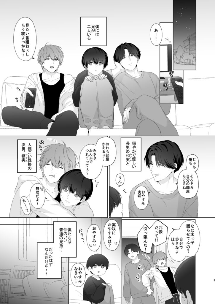 三兄弟でなかよしえっち次男受け